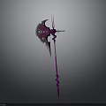 Ornate Purple And White Weapon Featuring Intricate Spiral Patterns On Long Handle