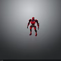 Red Robot Character With Blue Accents And Futuristic Mechanical Design