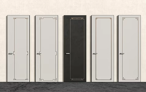 New Chinese style single door swing door 3d model