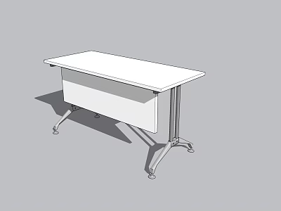 Modern Office Conference Table With Rectangular Top And Metal Legs 3d model