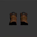 Orange High Top Leather Outdoor Hiking Shoes With Black Thick Soles And Laces