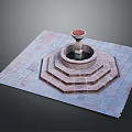 Decorative Outdoor Fountain With Circular Multi tiered Steps And Stone Slab Base