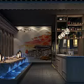 Traditional Chinese Hot Pot Restaurant Interior With Wooden Structure And Lanterns