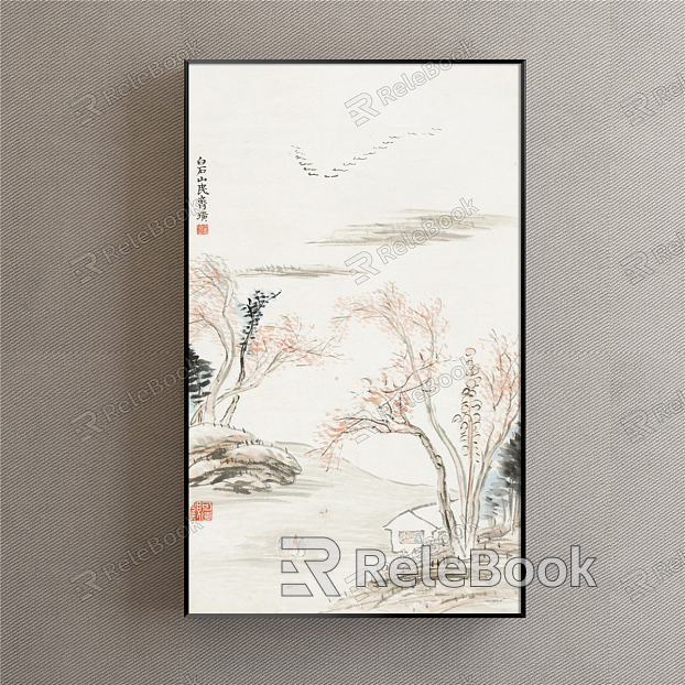 New Chinese Landscape Painting Grey Hallway Landscape model