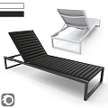 Modern Sofa Bench With Black Striped Cushion And Adjustable Metal Frame