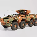 Functional Military Armored Vehicle With Camouflage Paint 8 Wheel Design And Turret With Cannon
