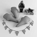 Cute Plush Ice Cream Cone Toys With Smiley Faces And Star Shaped Box Garland
