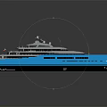 Luxury Modern Yacht With Blue And Gray Exterior Multiple Decks And Upper Structure