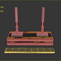 Spacecraft Launch Platform Featuring Metal Pillars And Yellow Black Stripes 3d model