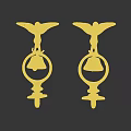 Pair Of Golden Winged Bell Shaped Decorative Ornaments With Classic Design