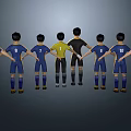 Group of Football Players Wearing Different Colored Jerseys Including Goalkeeper