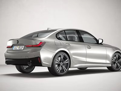 Silver Modern Sedan Rear Side View With Sporty Design Alloy Wheels And Sleek Body Lines 3d model