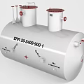 Industrial Non Combustible Storage Tank Equipment Featuring Dual Cylindrical Parts Red Valves And Chain Links