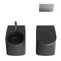 Sleek Black Toilet With Modern Design And Matching Wash Basin Color Options
