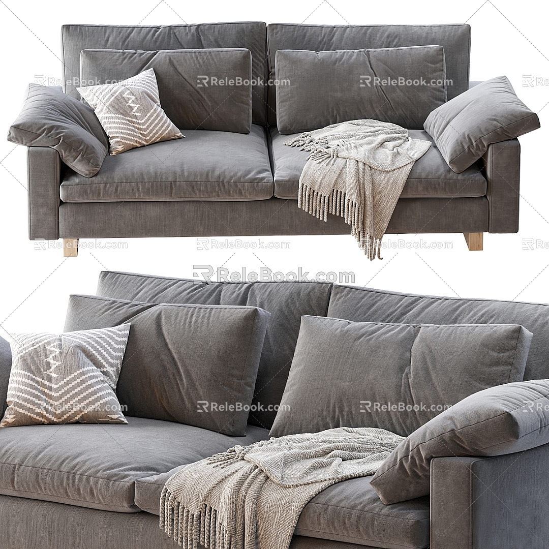 modern double sofa harmonious sofa 3d model