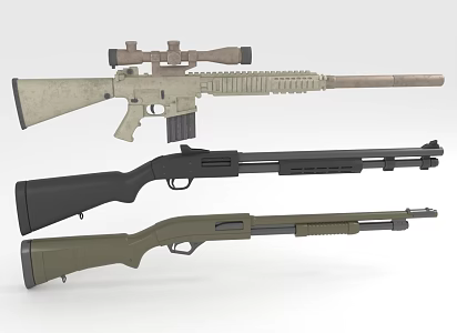 Long Barrel Firearms Shotgun Sniper Rifle Long Range Weapon 3d model