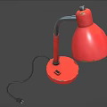 Stylish Red Table Lamp With Curved Arm And Round Base Design 3d model