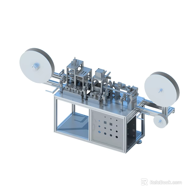 Industrial Automatic Roll Processing Equipment with Dual Material Rolls Metal Structure and Mechanical Parts 3d model 
