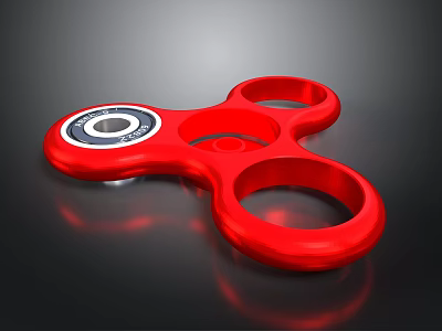 Red Fidget Spinner With Three Circular Rings And Central Bearing For Daily Use 3d model