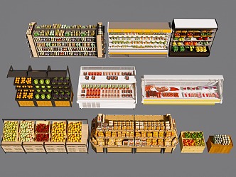 Supermarket Shelf Fresh Freezer Supermarket Freezer Shelf Container Fruit Cabinet 3d model