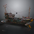 Cosmic Spaceship Model With Detailed Masts Ropes And Colorful Structure For Space Exploration