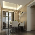 Modern Living and Dining Room Interior With Sofa Coffee Table TV Wall Chandelier and Rug