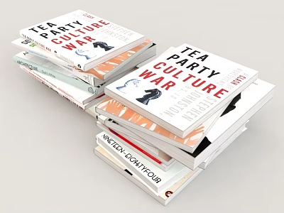 Stack of Books Exploring Tea Party Culture War and Society Culture Themes 3d model