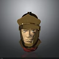 Golden Medieval Knight Armor Helmet With Shiny Metallic Finish And Red Base