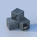 Gray Hexagonal Mesh Storage Baskets Stacked For Home Organization And Decor 3d model