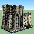 Modern High Rise Residential Building Exterior With Ground Floor Retail Shops