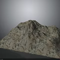 Square 3D Mountain Model With Rocky Surface Texture And Gray Brown Color