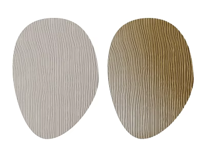 Two Oval Shaped Wall Decor Pieces With Light Gray And Brown Wavy Texture 3d model
