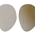 Two Oval Shaped Wall Decor Pieces With Light Gray And Brown Wavy Texture