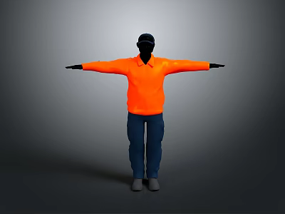 Orange Jacket Blue Pants And Black Cap Casual Everyday Clothing Essentials 3d model