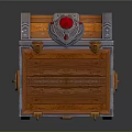 Open Wooden Treasure Chest with Metal Clasps Ornate Edges and Natural Wood Grain