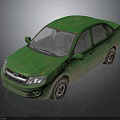 Old Green Sedan Car Featuring Worn Exterior And Dusty Body