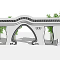 Traditional Chinese Garden Wall With Arched Doorways Tiled Roof And Bamboo Plants