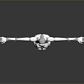White Humanoid Robot Game and Movie Character with Mechanical Joints and Arms Outstretched