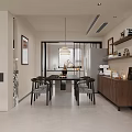 Modern Living Dining Room Interior With Sofa Coffee Table TV And Large Windows