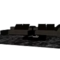 Dark Sectional Sofa With Side Table Coffee Table And Area Rug 3d model