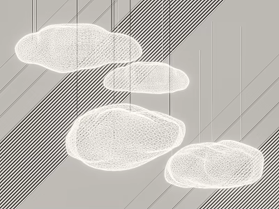 Modern Cloud Shaped Mesh Chandelier Hanging Pendant Light for Contemporary Interior Decor 3d model