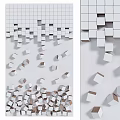 Modern White Cube Decorative Components With Brown Base Arranged On White Background 3d model