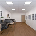 Modern Bright Office Interior With Desks Office Chairs Filing Cabinets And Potted Plants