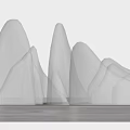 White Mountain Shaped Stone Sculptures With Abstract Design And Smooth Texture 3d model