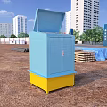 Outdoor Public Facility With Blue Body Yellow Base Screen And Control Panel 3d model