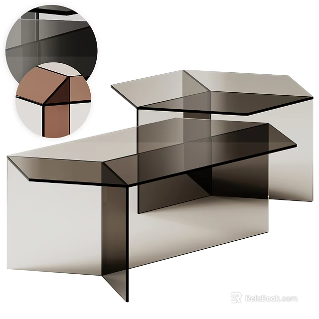 Modern Geometric Glass Dining Table With Transparent Structure And Black Brown Gradient 3d model 