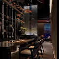Modern Restaurant Interior With Wooden Decor Pendant Lights Bar Counter And Green Plants