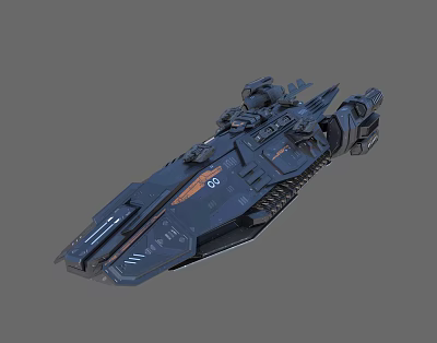 Futuristic Military Warship Featuring Advanced Weapon Systems Armored Hull And Angular Design 3d model