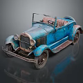Vintage Blue Convertible Car With Rustic Exterior And Classic Open Top Design