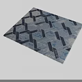 Modern Square Rug Featuring Geometric Blue White Pattern With Black Intertwined Lines 3d model